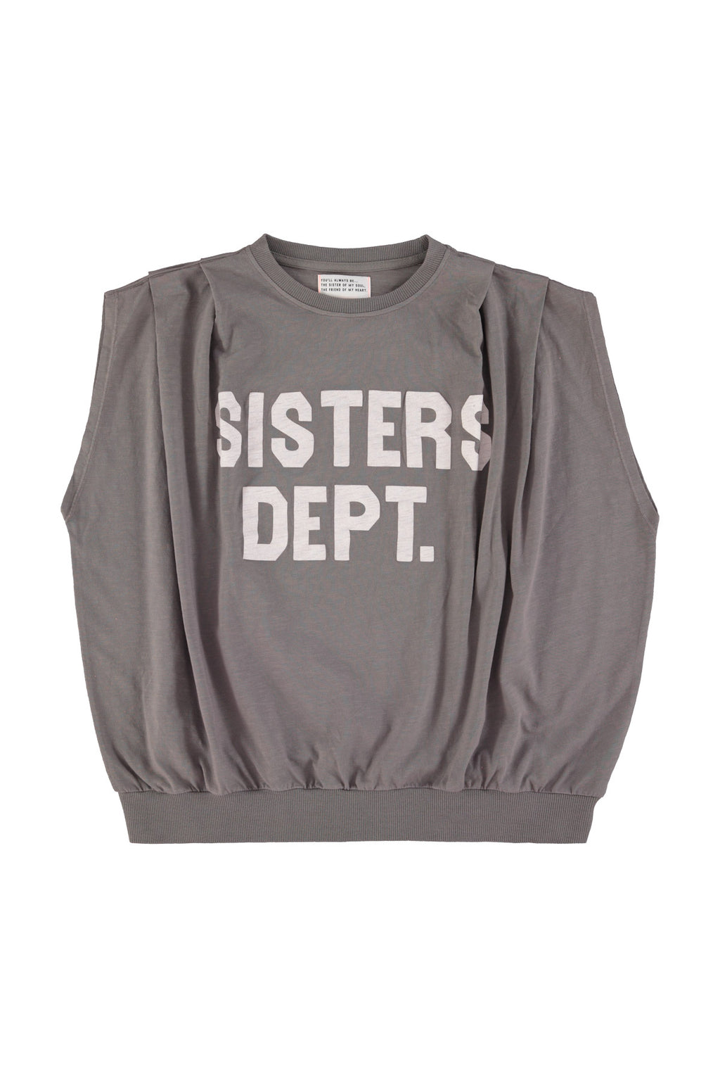 Fitted Sleeveless T-Shirt Grey – "Sisters Dept" Print