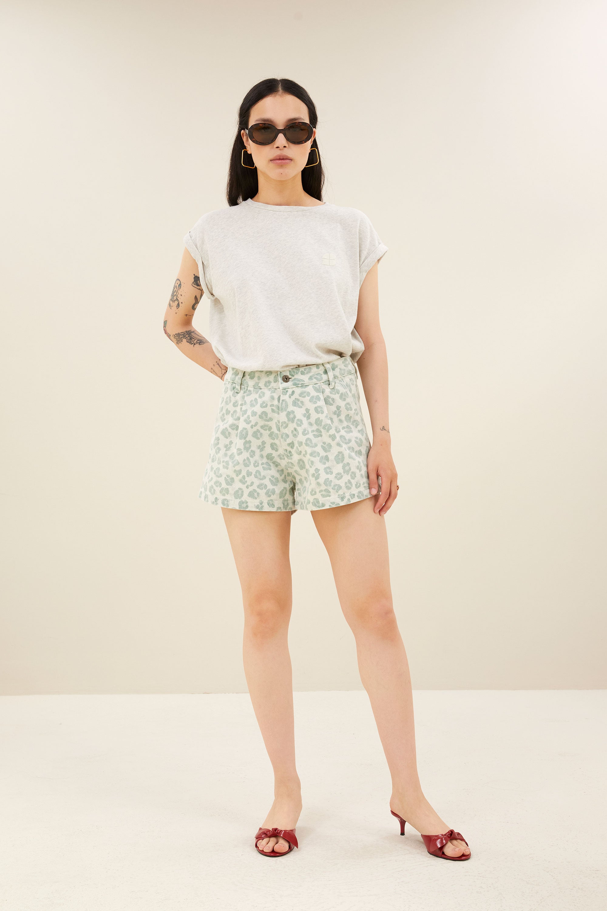 June Green Cheetah Shorts