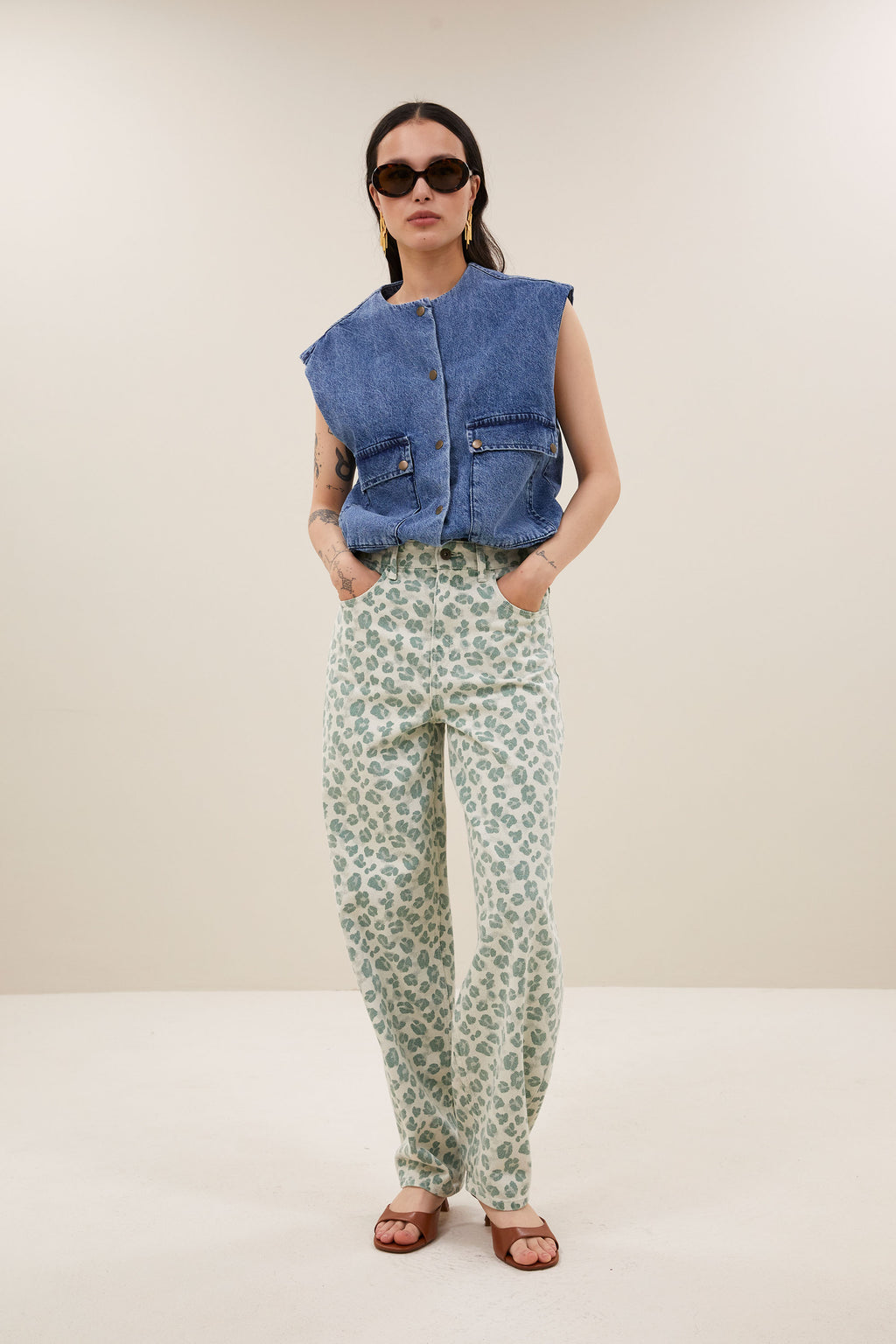 Lew Green Cheetah Pants