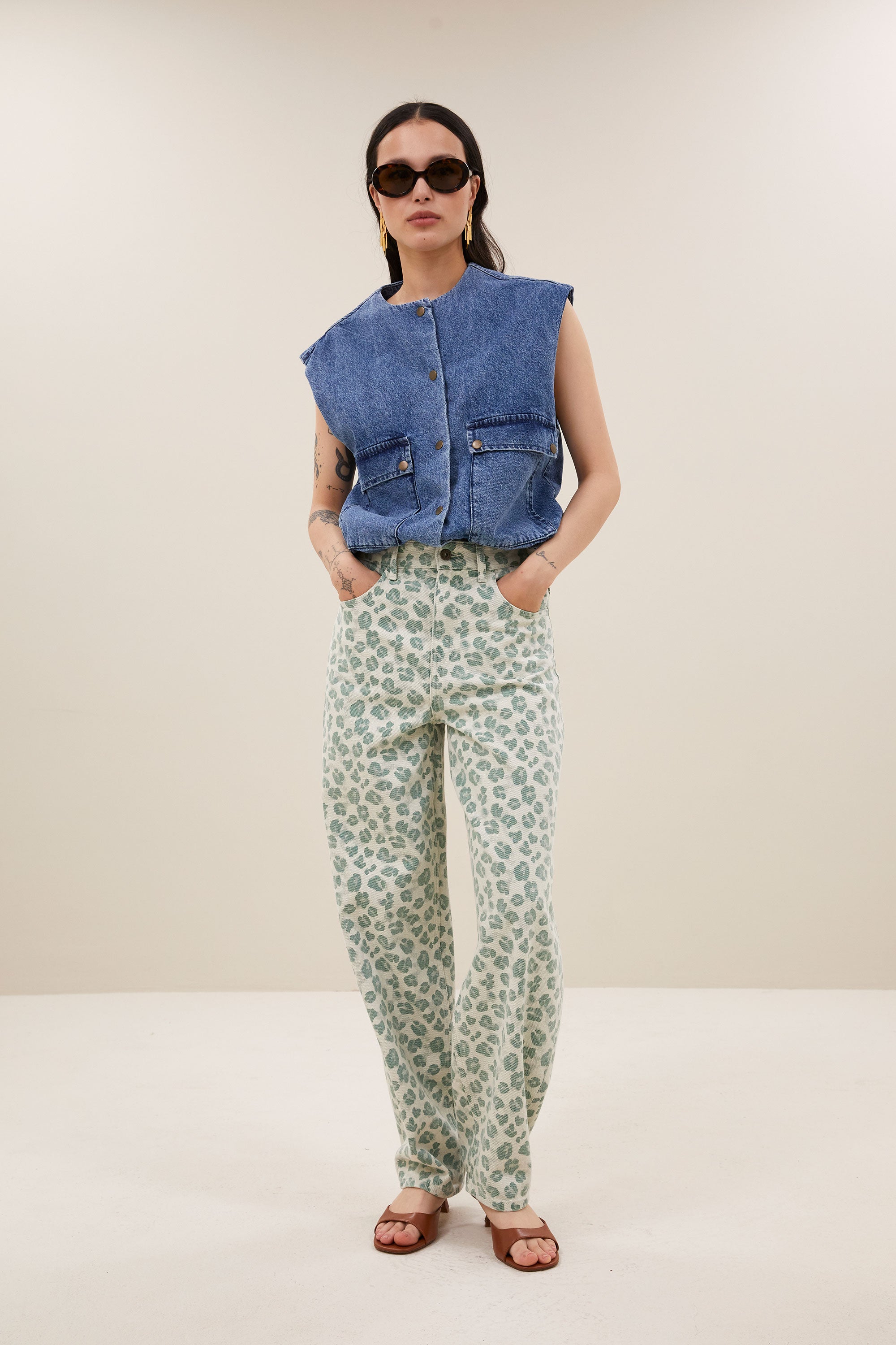 Lew Green Cheetah Pants