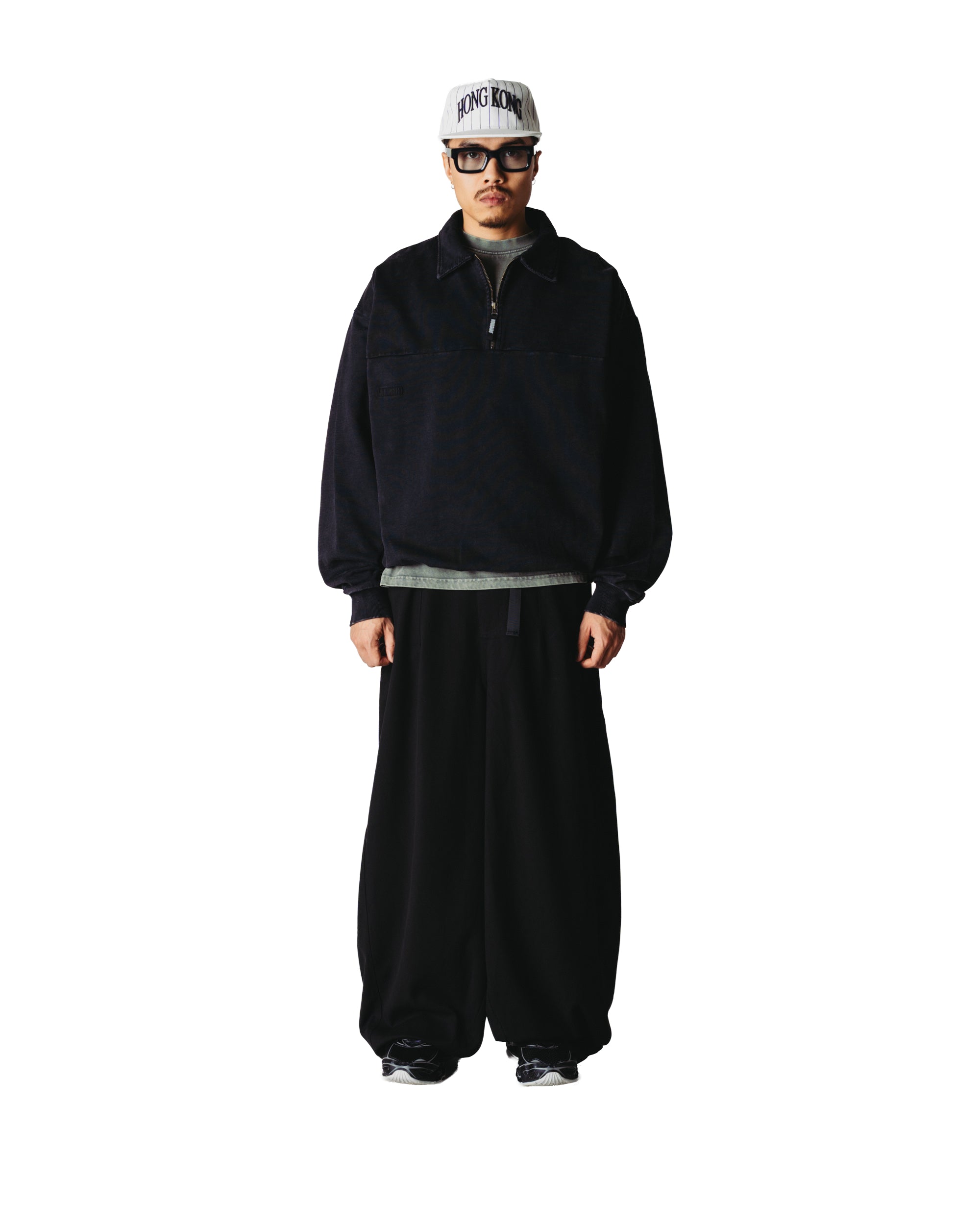 Loke washed zip polo - Black