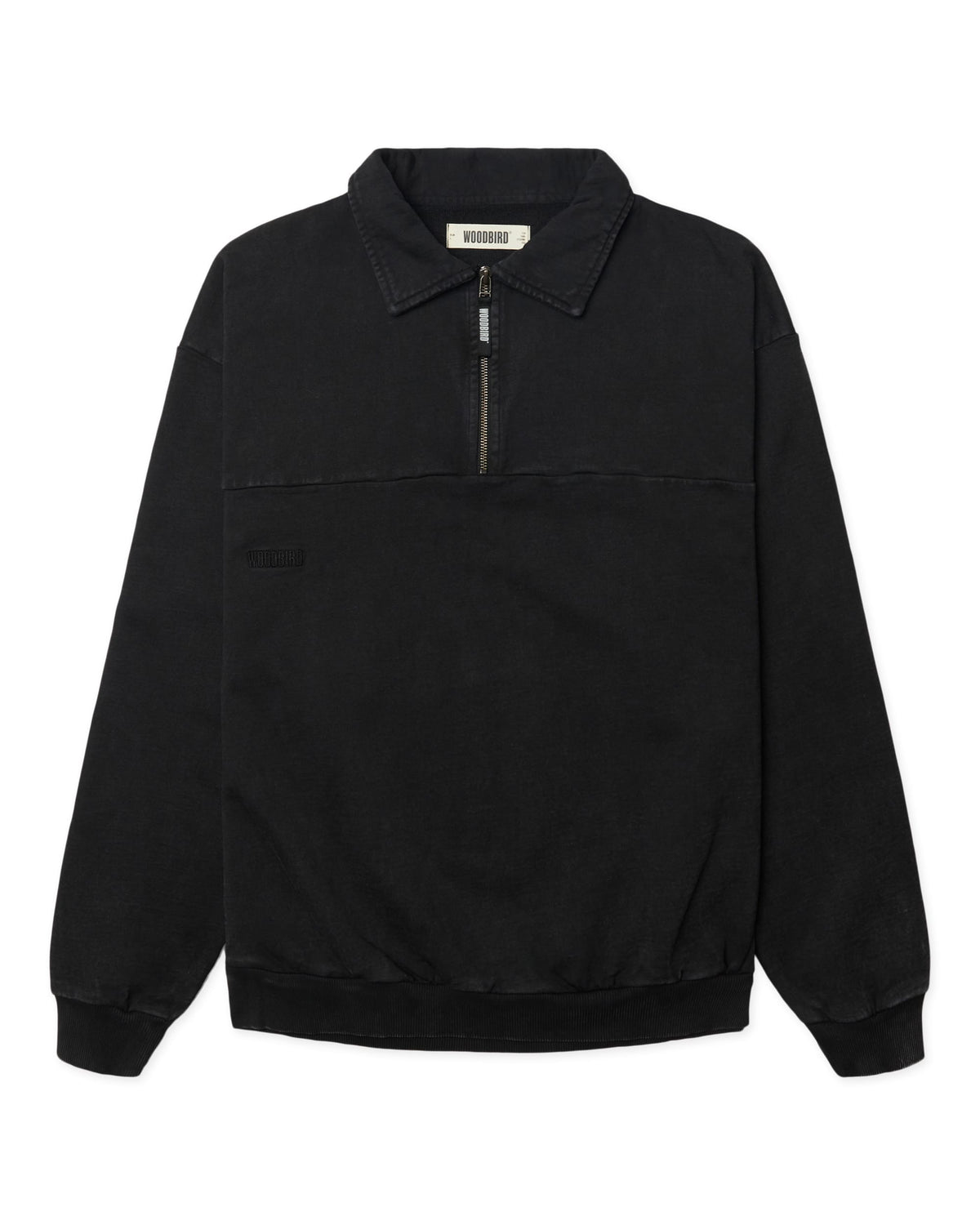 Loke washed zip polo - Black
