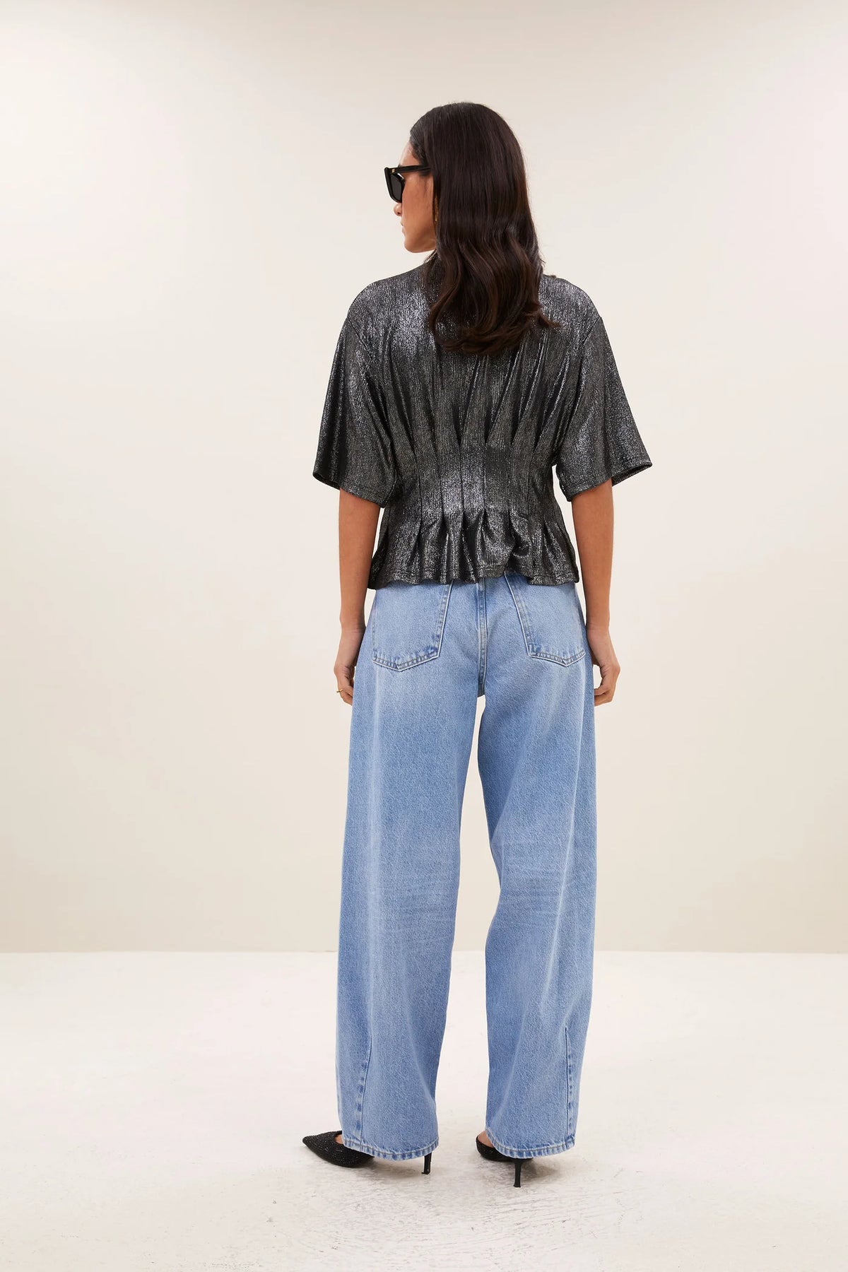Diva metallic silver top