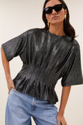 Diva metallic silver top