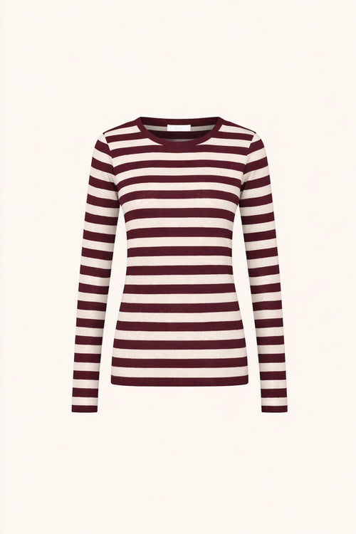 Basic longsleeve stripe top - burgundy crush