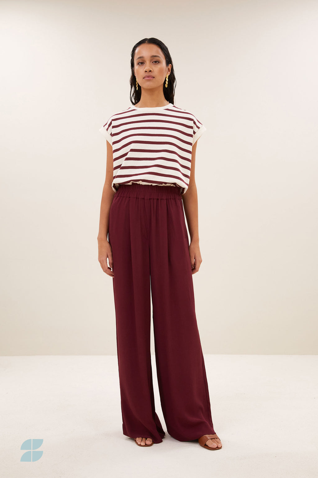 Tobi stripe top - Grain wine