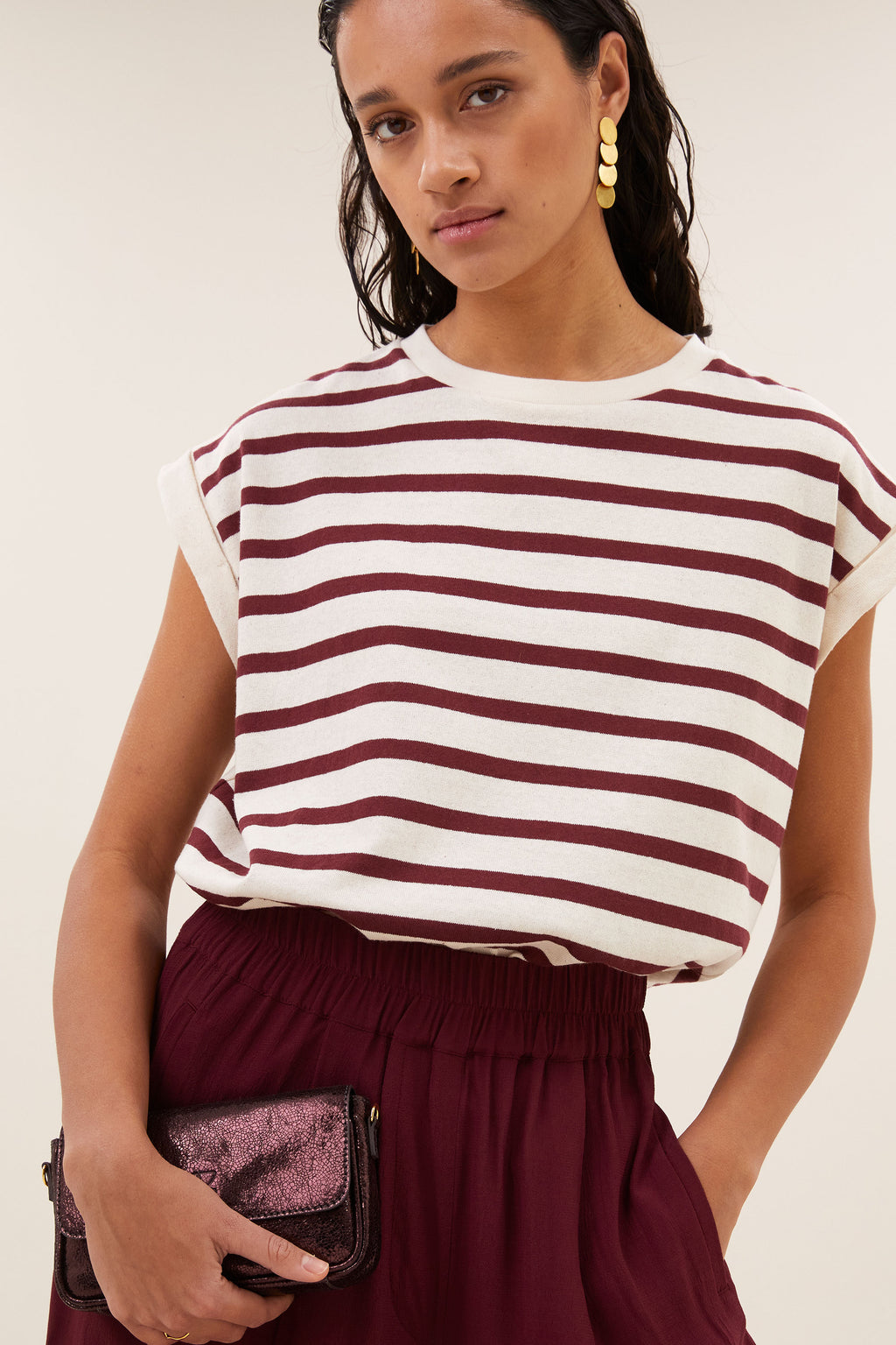 Tobi stripe top - Grain wine