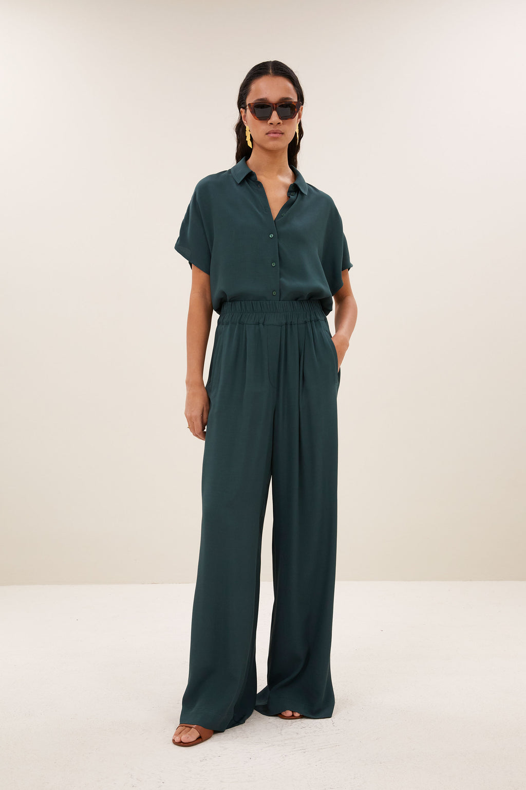 Barley viscose blouse - Dried basil