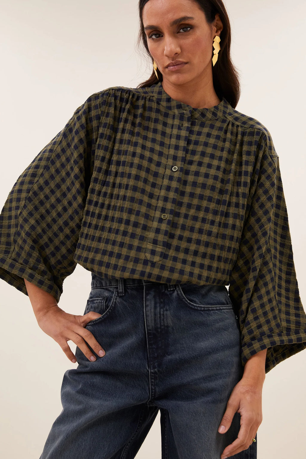 Jess blouse - Olive check
