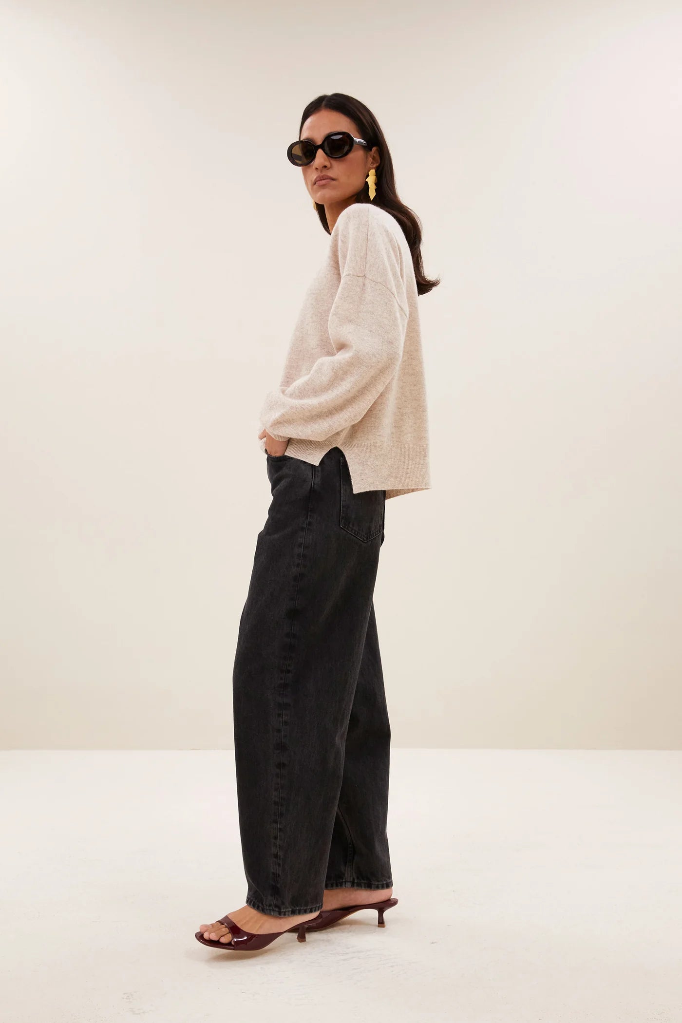 Sammie round neck pullover - Oyster melee