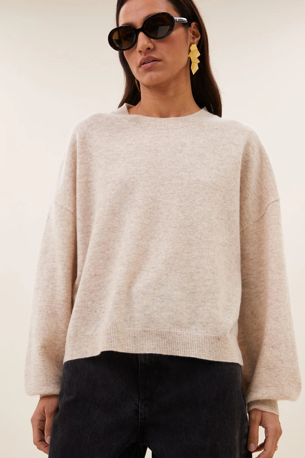 Sammie round neck pullover - Oyster melee