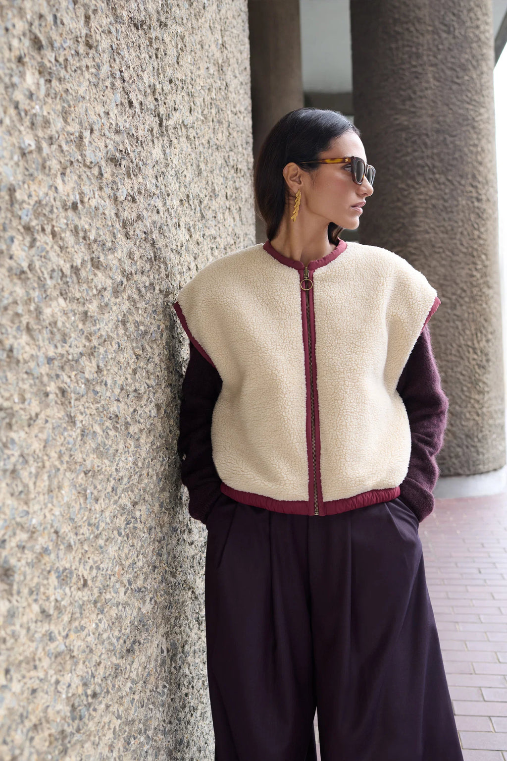 Gio sleeveless jacket wine - Reversible