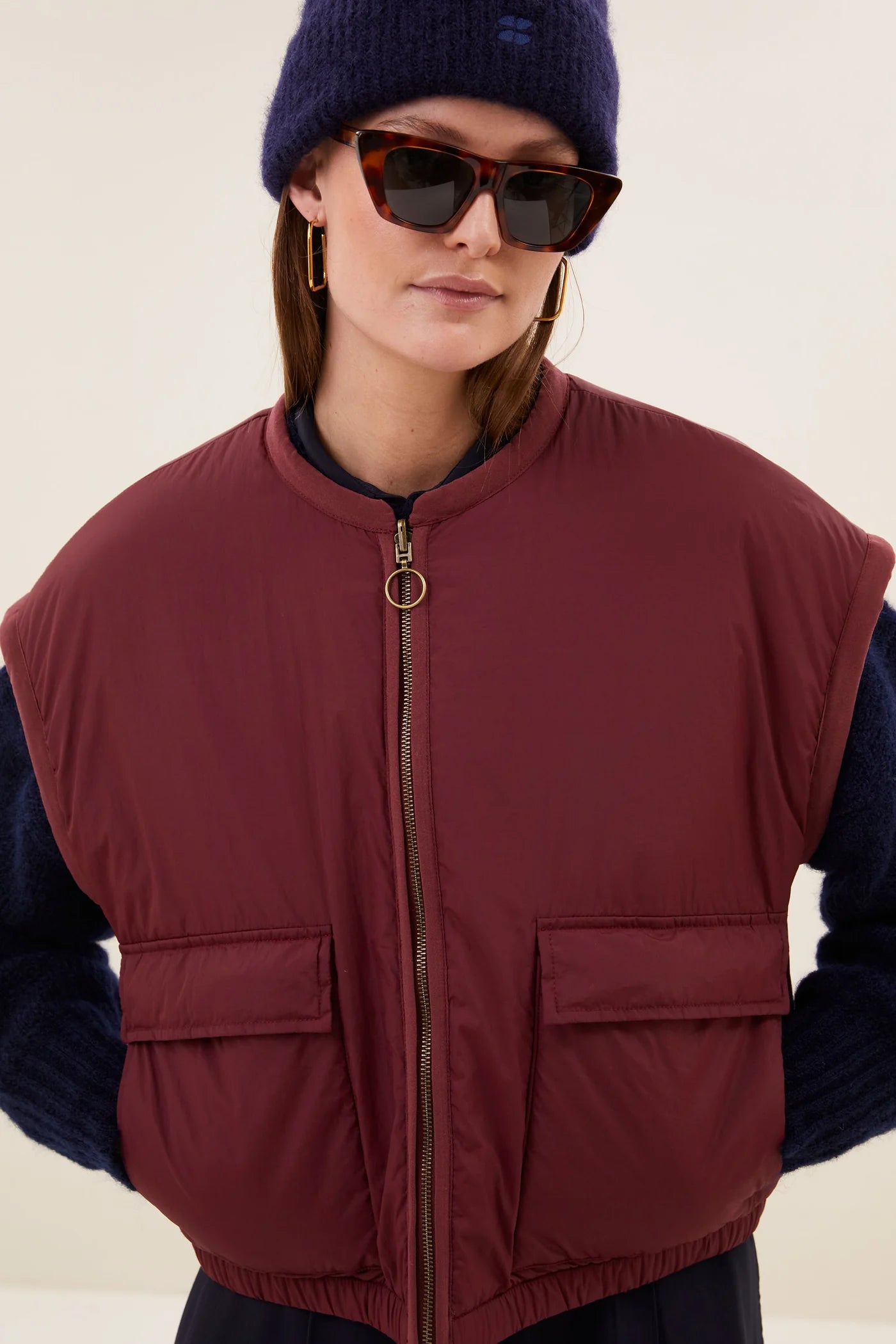 Gio sleeveless jacket wine - Reversible