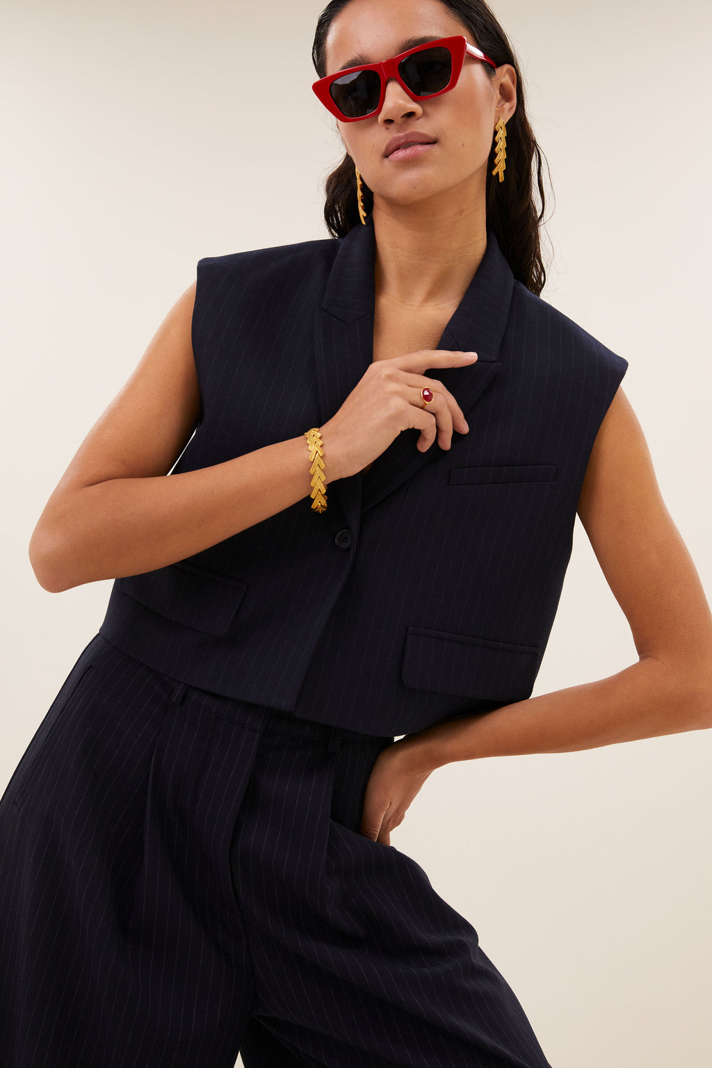 Bobi pinstripe gilet - Midnight