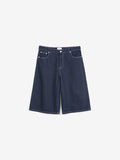 Contrast-Stitching Denim Bermuda