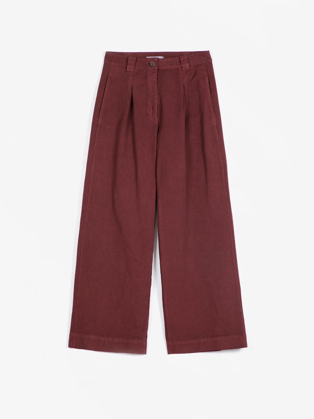 Pleated twill wide-leg pants