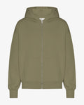 Organic oversized zip hood - Dusty olive