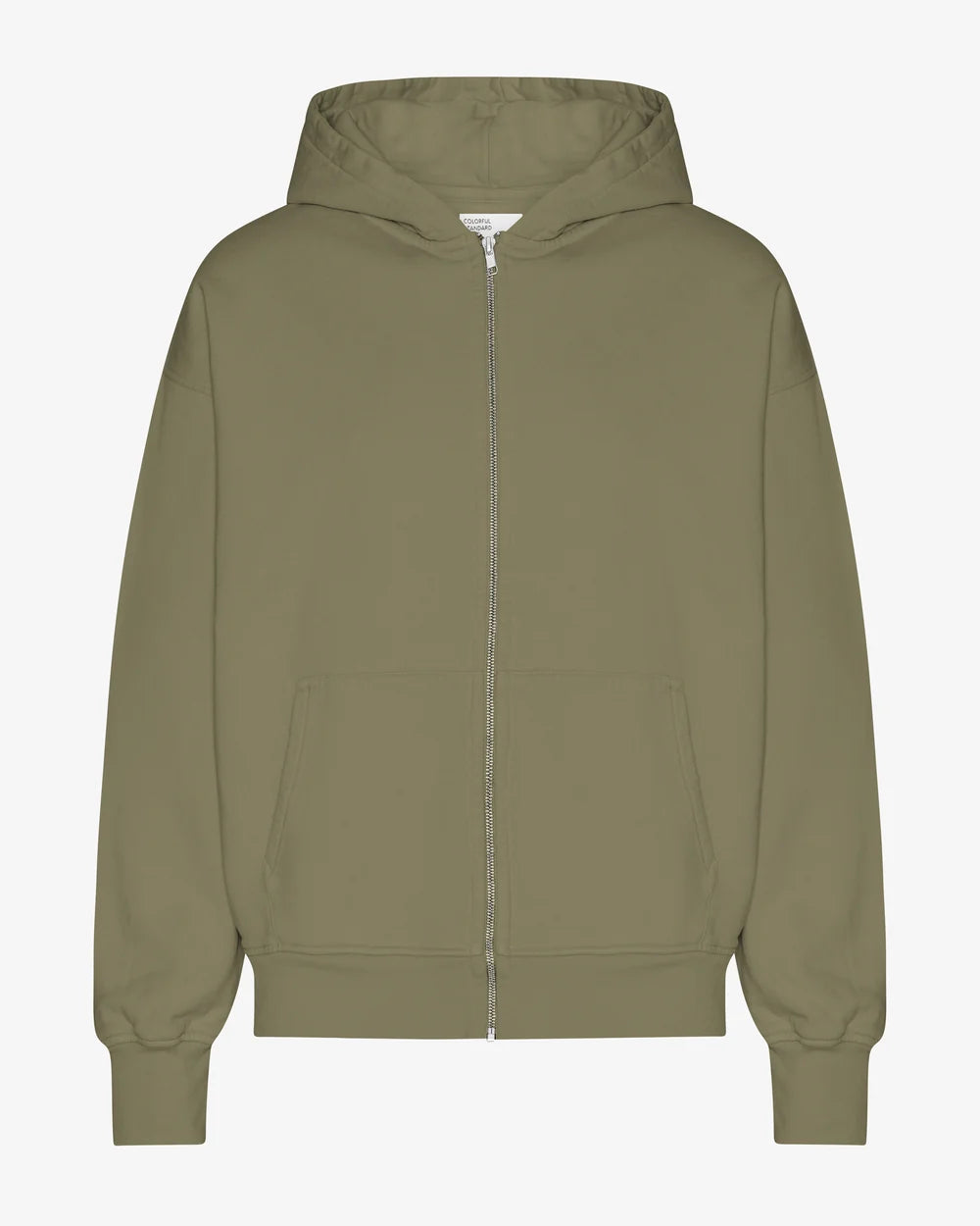 Organic oversized zip hood - Dusty olive