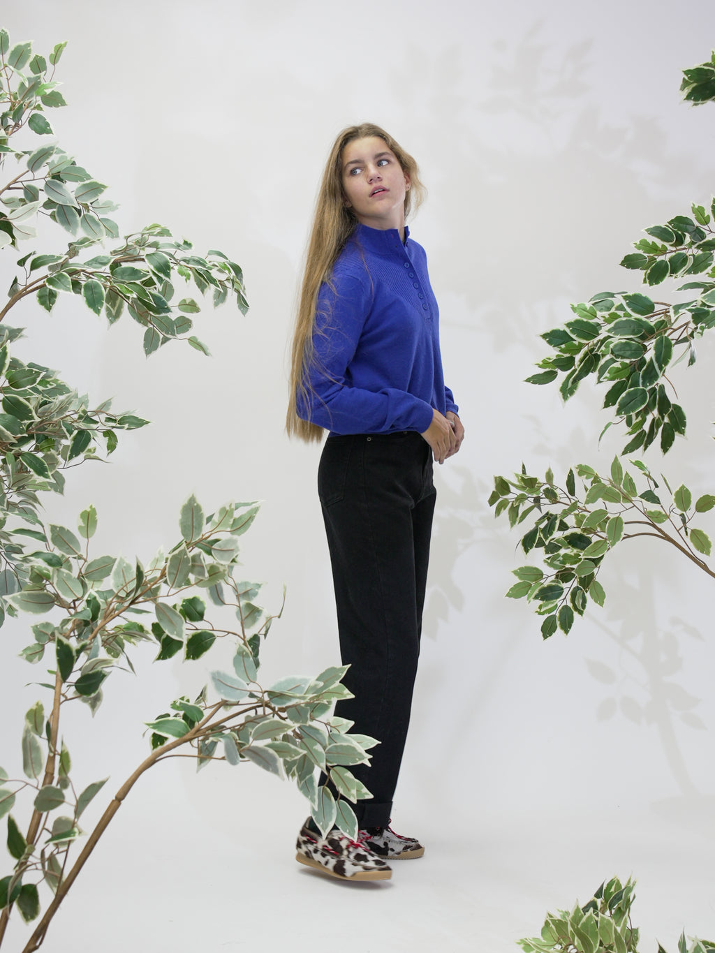 Winter high neck pullover - Royal blue