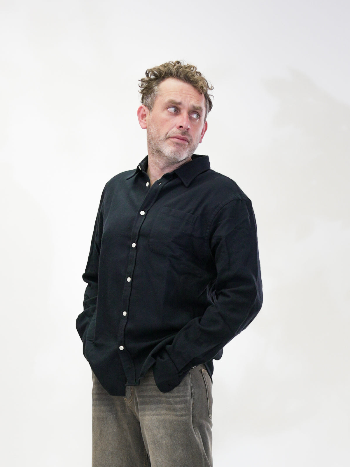 Organic flannel shirt - Deep black