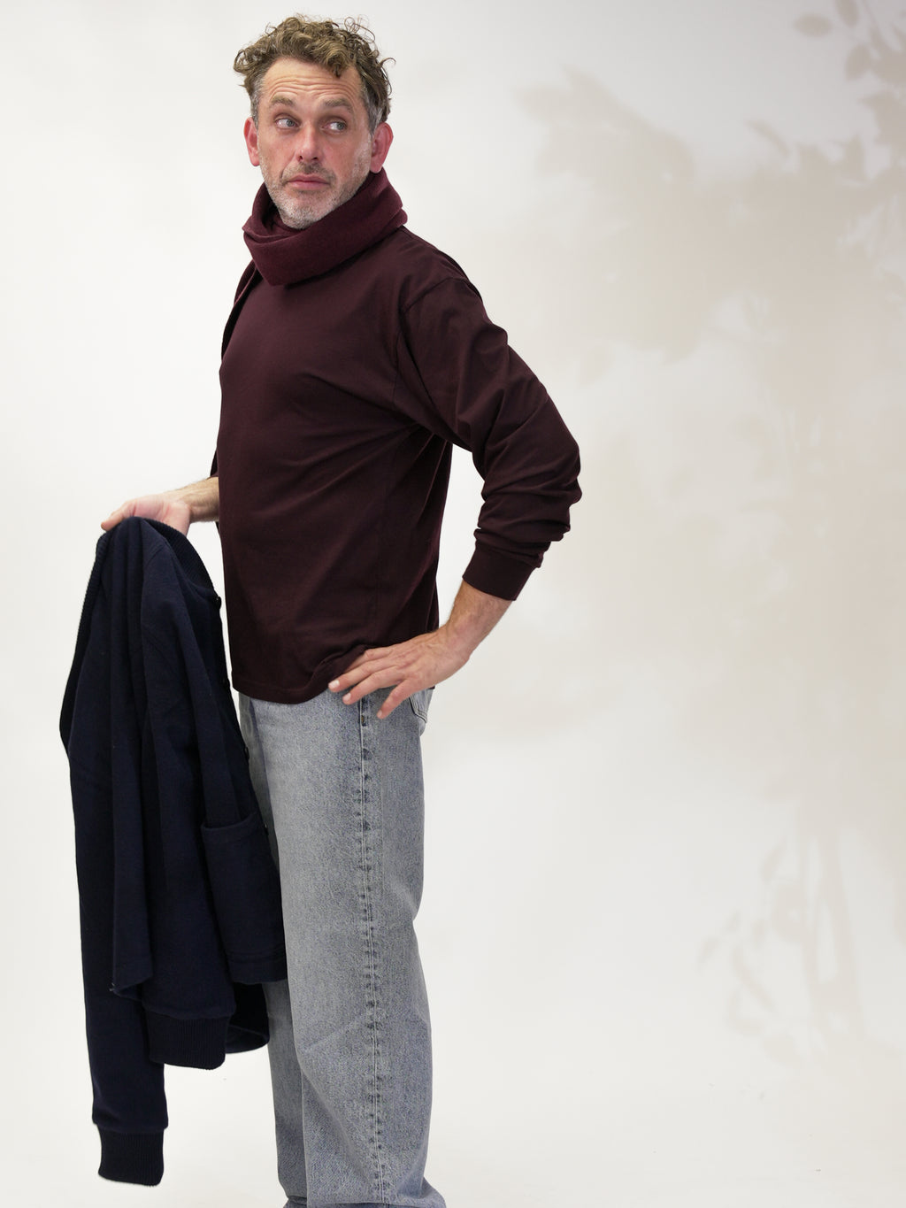 Oversized organic LS T-shirt - Oxblood red
