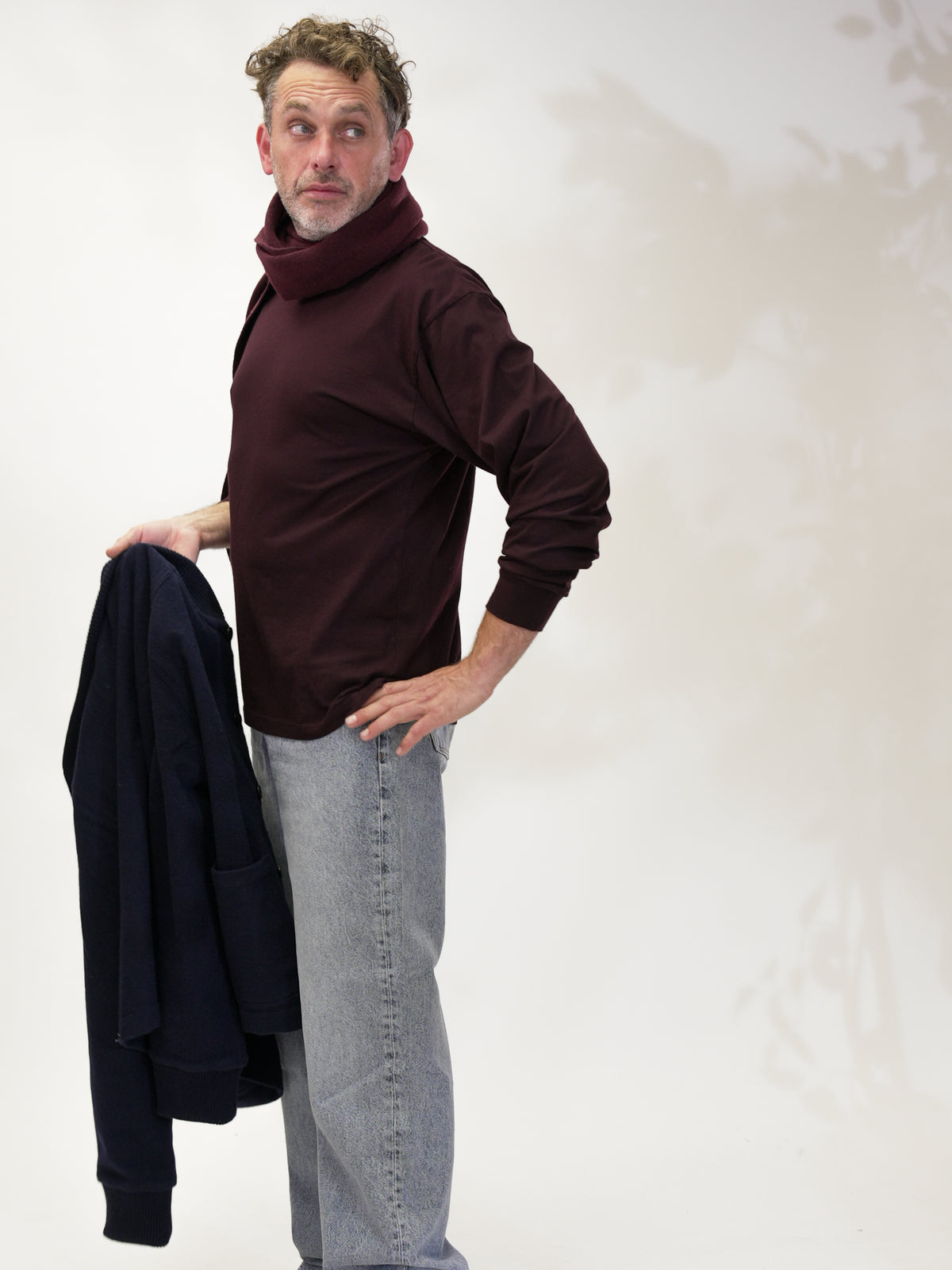 Oversized organic LS T-shirt - Oxblood red