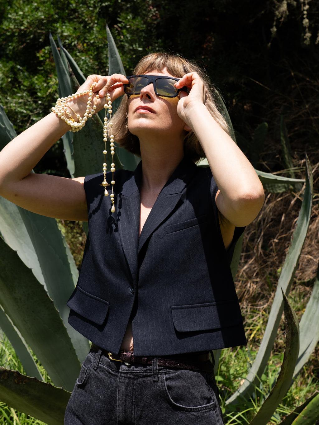Bobi pinstripe gilet - Midnight