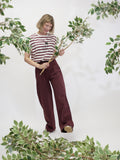 Pleated twill wide-leg pants