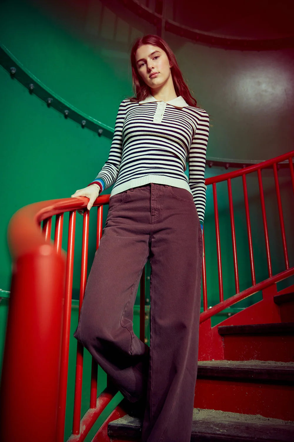Wildlife denim baggy pants - Terracotta