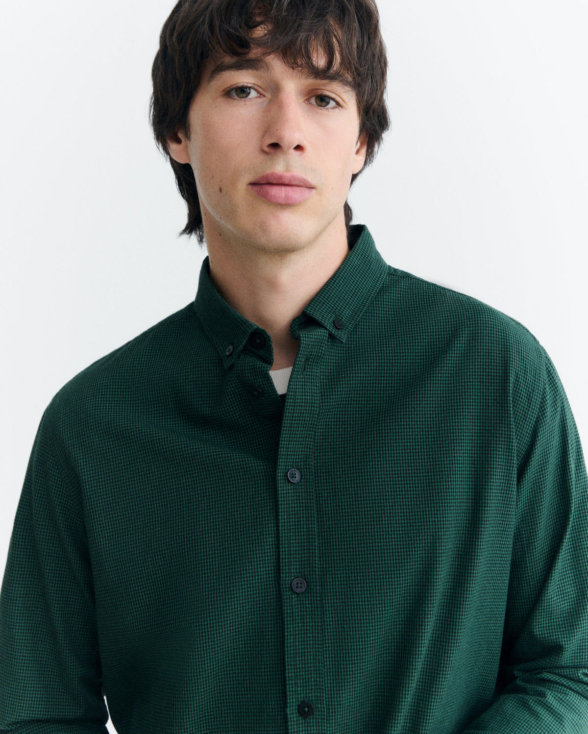 Dark green microvichy ant shirt