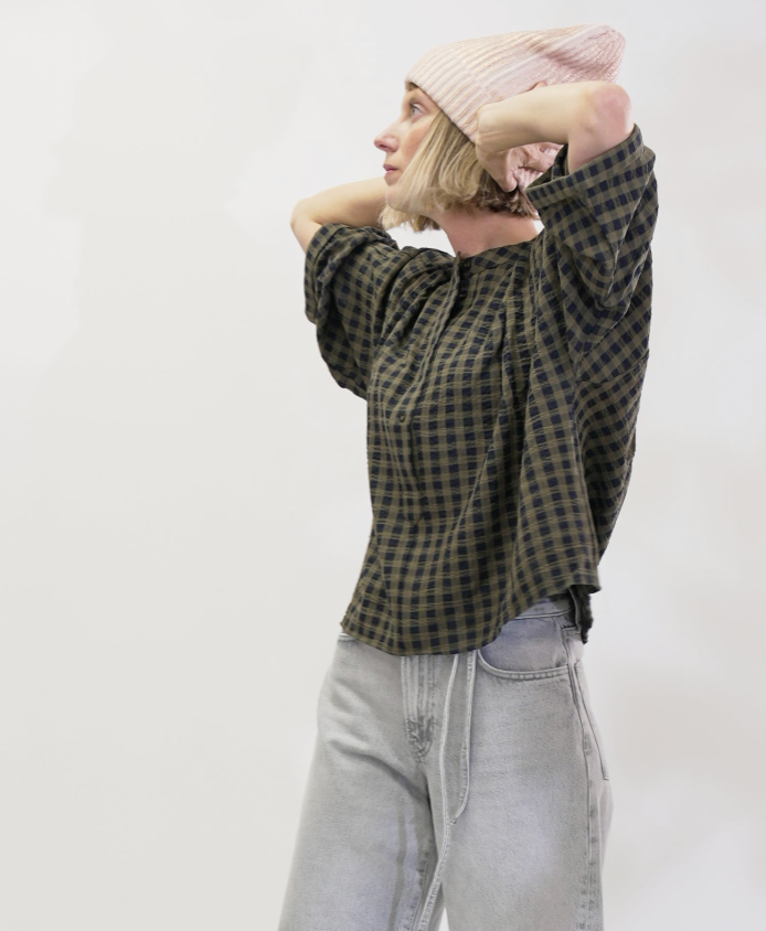 Jess blouse - Olive check