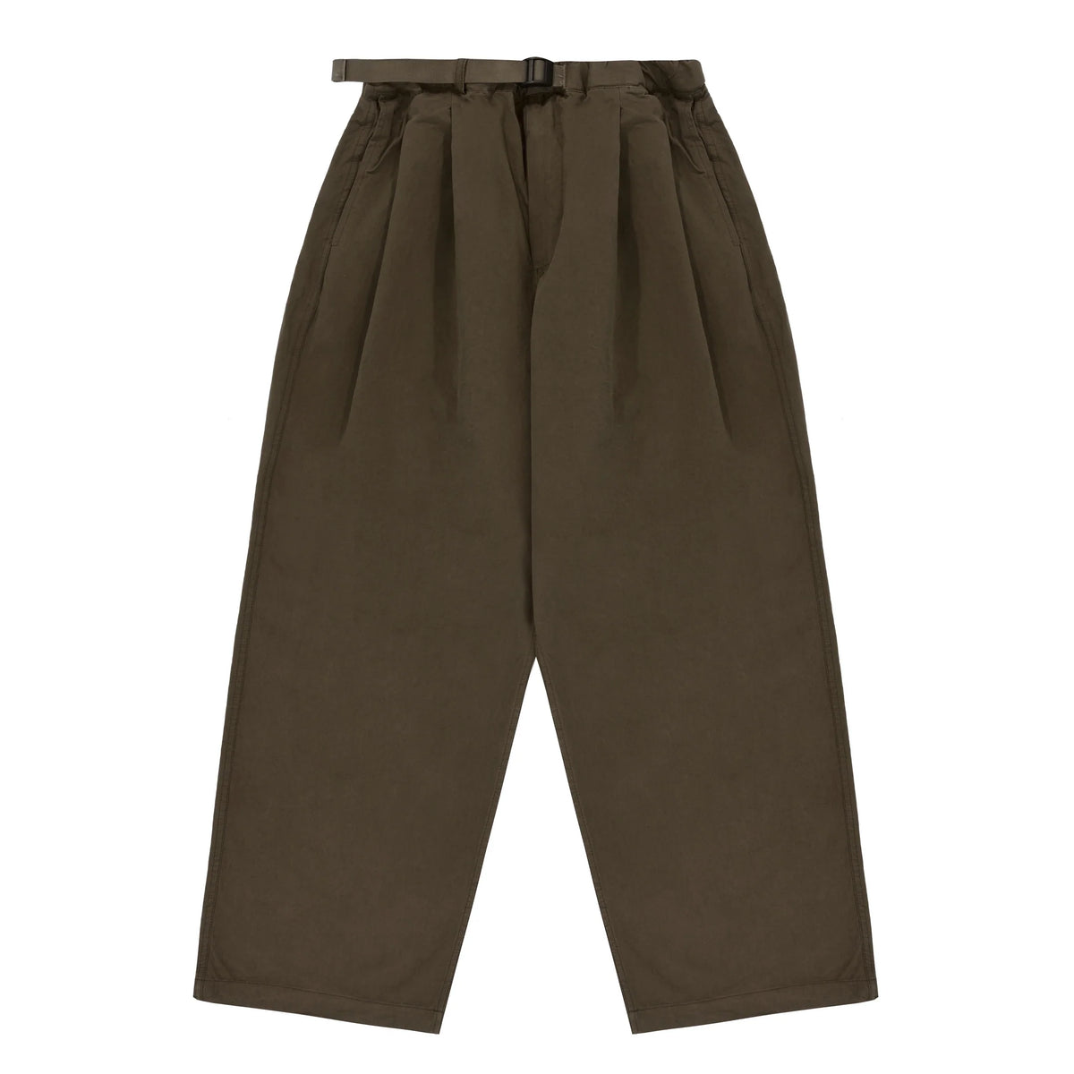 Two tuck wide pants brown - one size