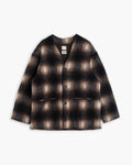 Basic cardigan – Felted check sepia/cream