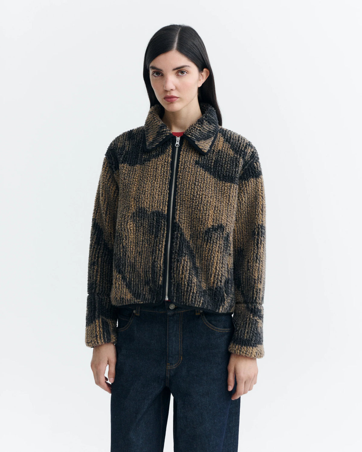 Kendra camel lotus jacquard jacket