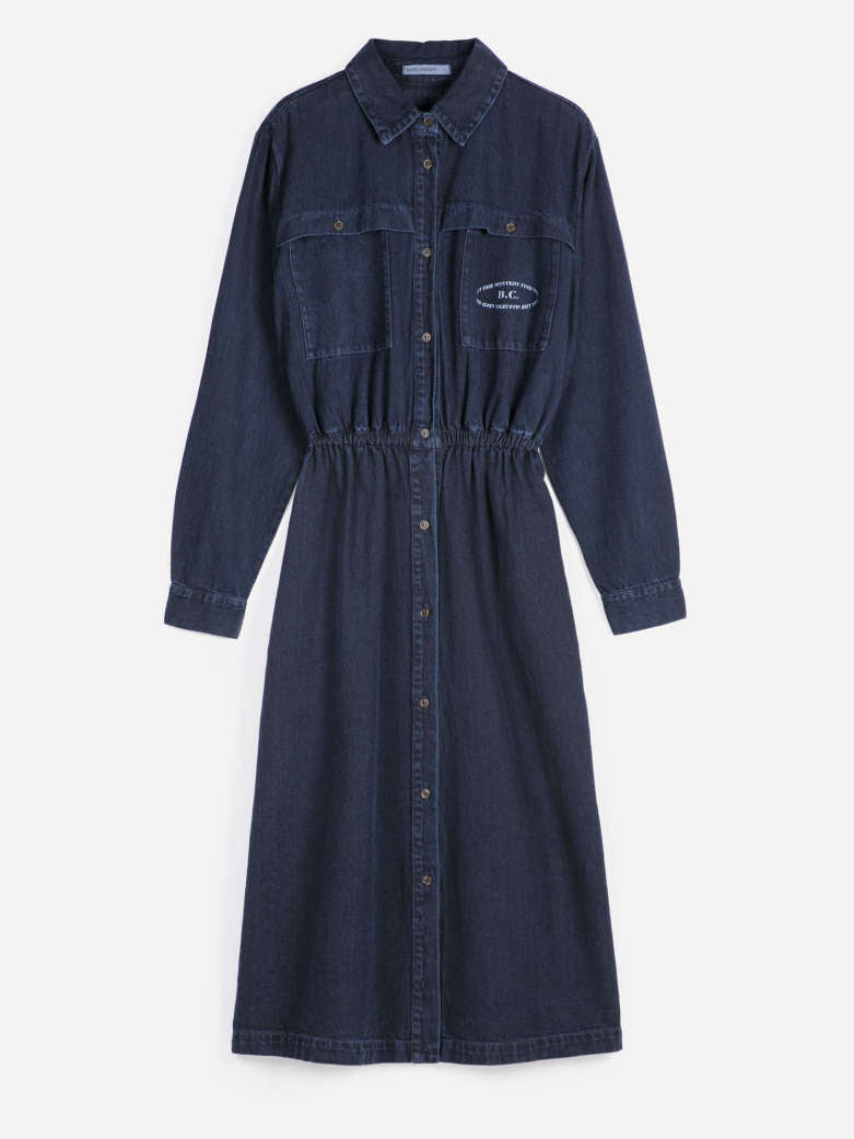 Washed light denim dress