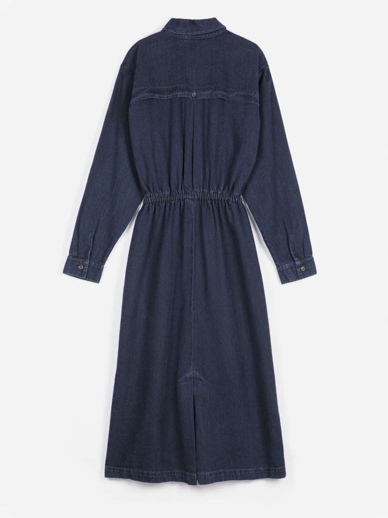 Washed light denim dress