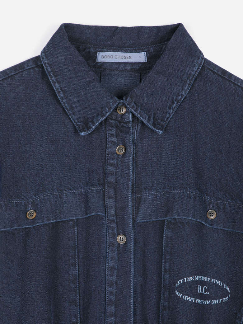 Washed light denim dress