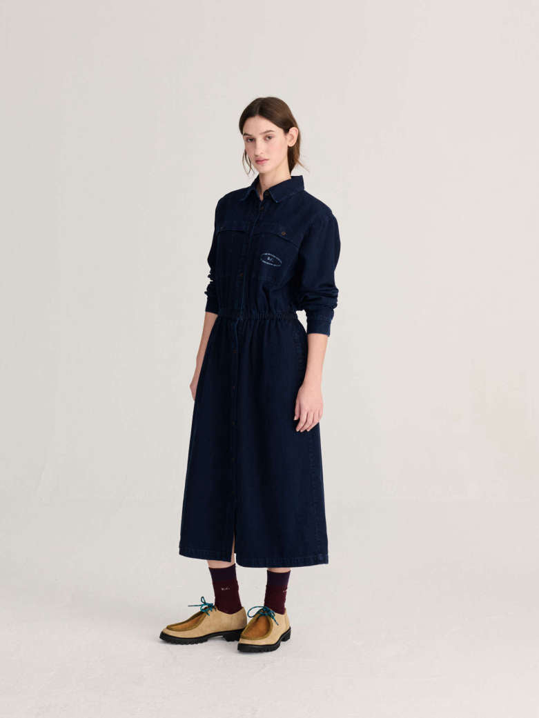 Washed light denim dress
