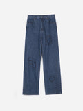 Embroidery washed jeans