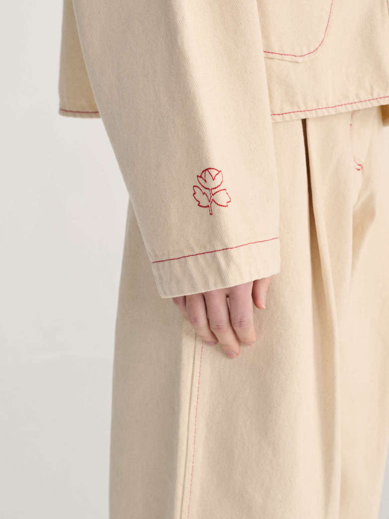 Vibrant flower ecru twill jacket