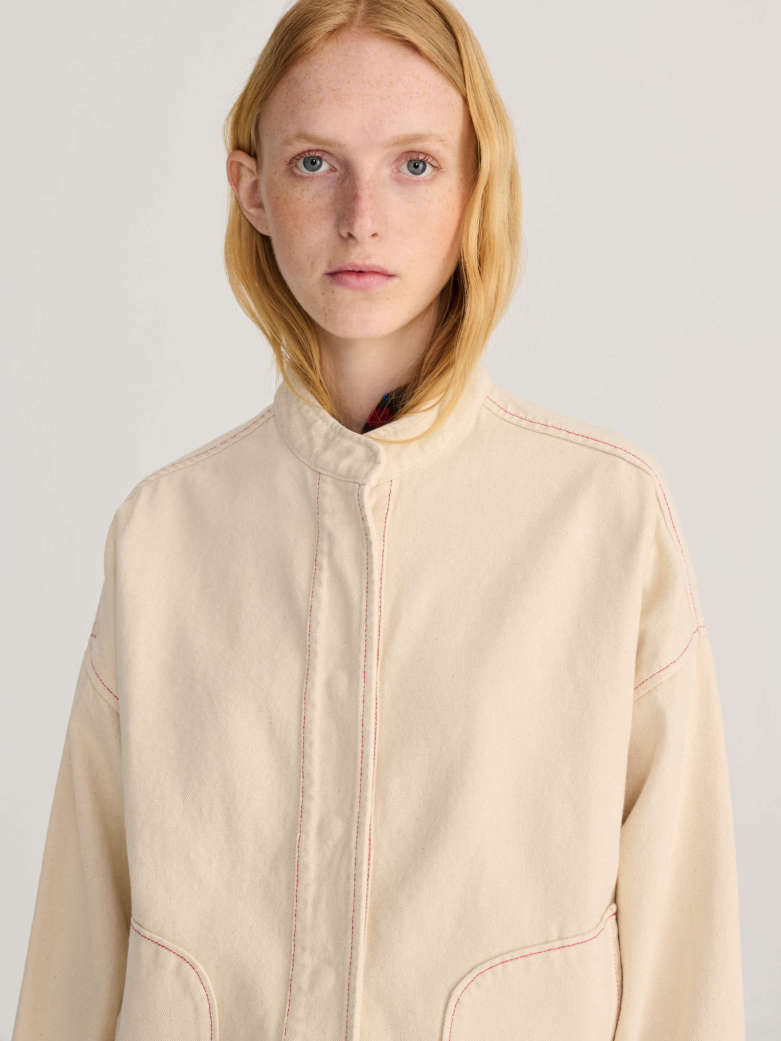 Vibrant flower ecru twill jacket
