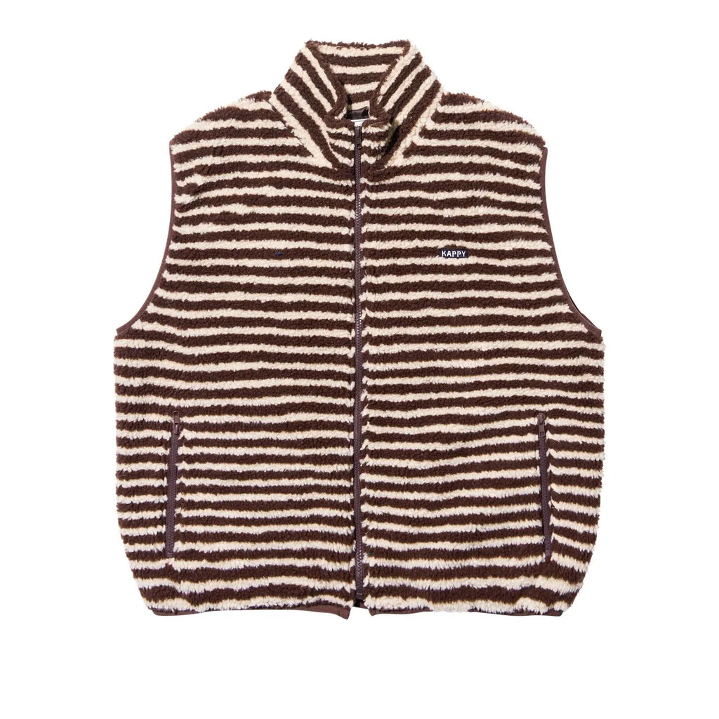 Stripe fleece zipper vest - one size