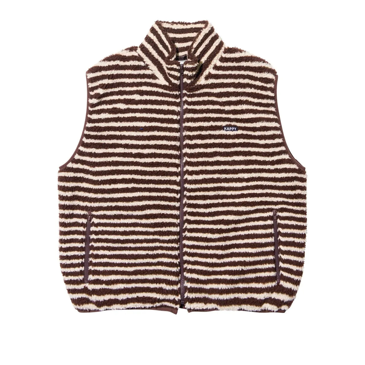 Stripe fleece zipper vest - one size