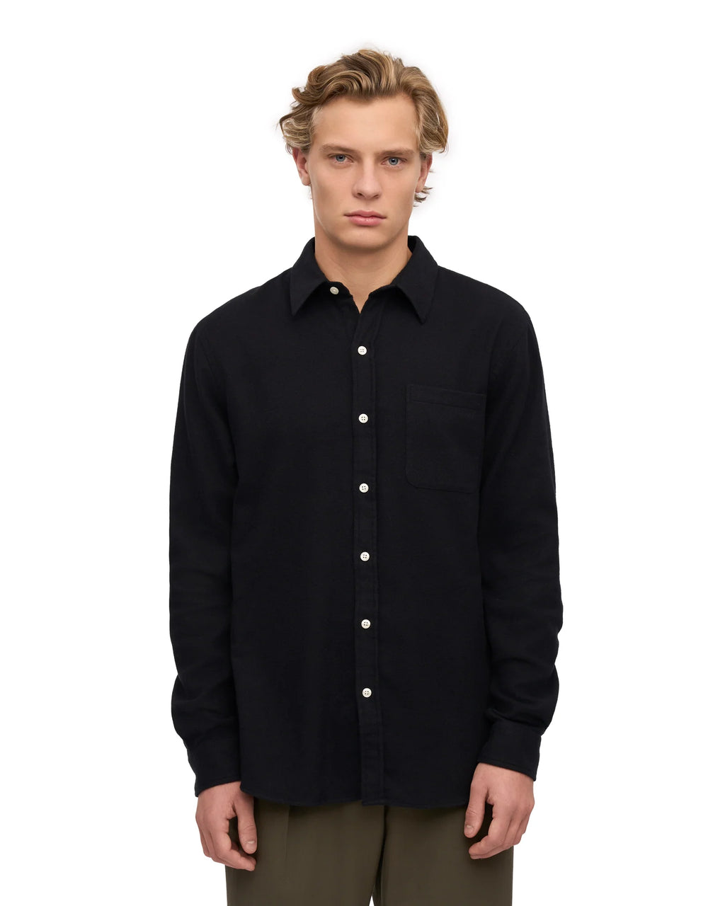Organic flannel shirt - Deep black