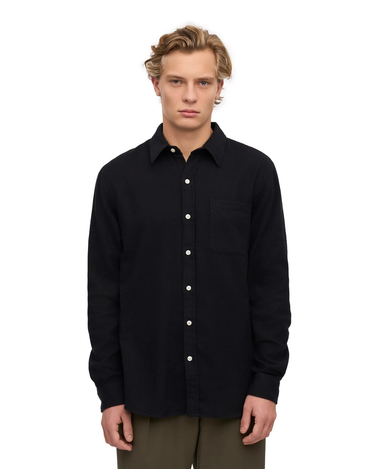 Organic flannel shirt - Deep black