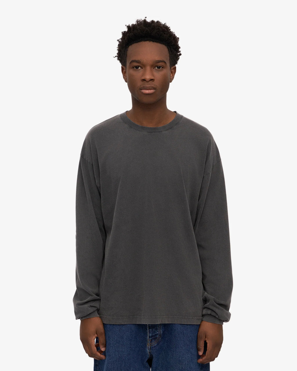 Oversized organic LS T-shirt - Faded black