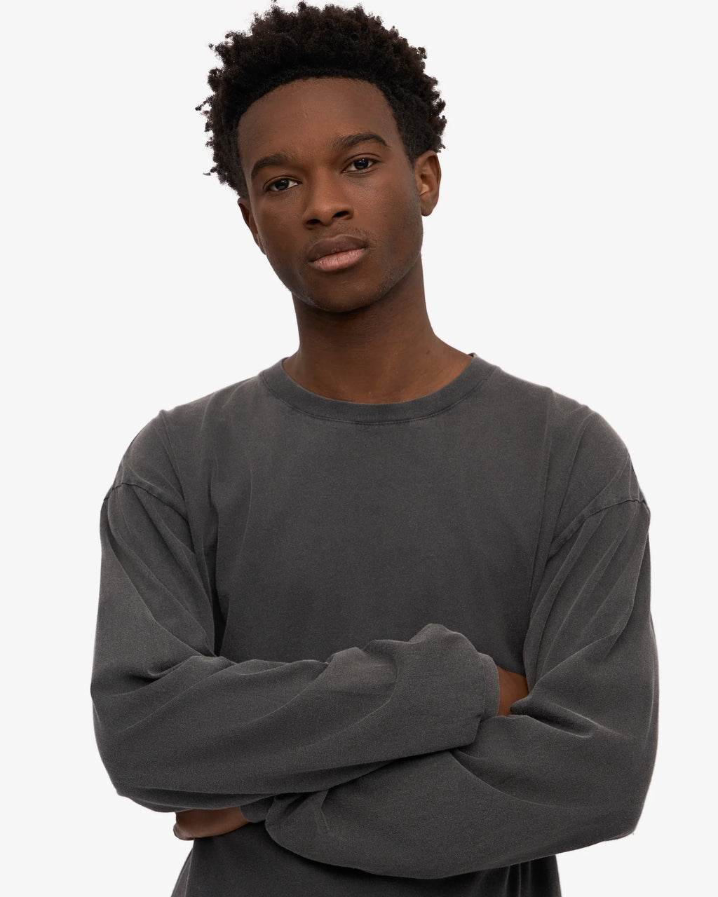 Oversized organic LS T-shirt - Faded black