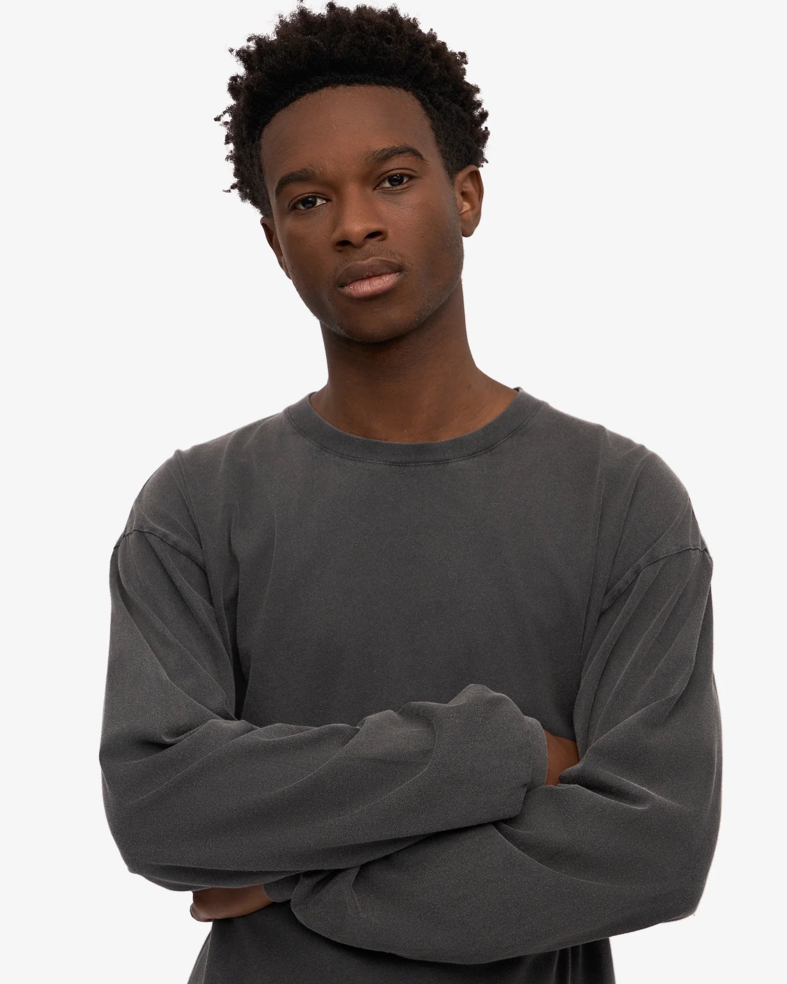Oversized organic LS T-shirt - Faded black