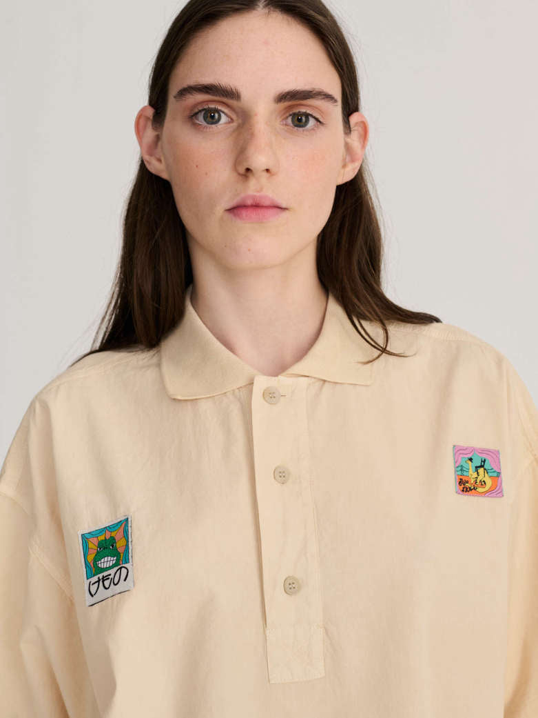 Bobo Labelled oversized poplin polo shirt