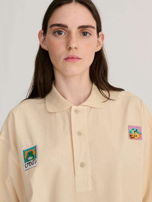 Bobo Labelled oversized poplin polo shirt